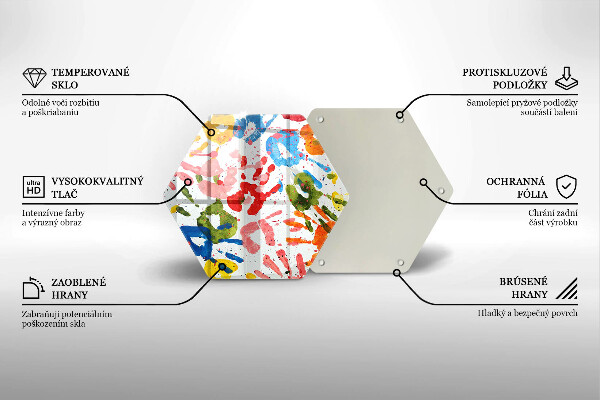 Üveg vágódeszka Gyermek kezek nyomai