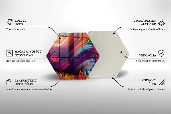 Üveg vágódeszka Színes kiemelések