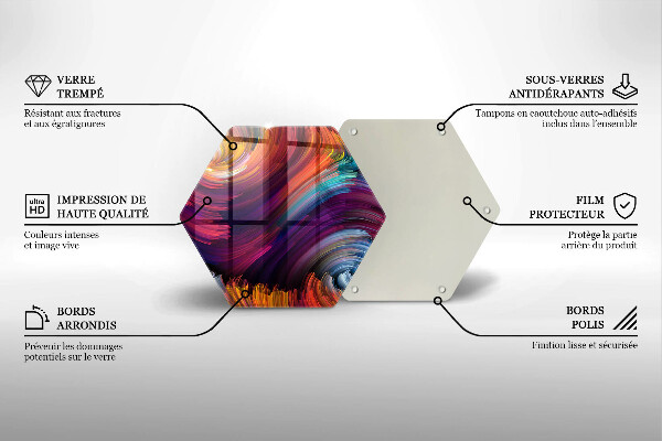 Üveg vágódeszka Színes kiemelések