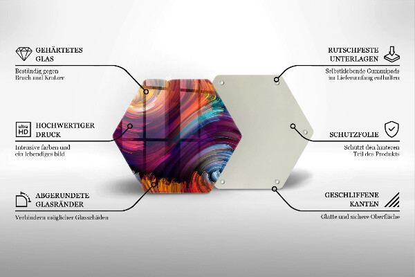 Üveg vágódeszka Színes kiemelések