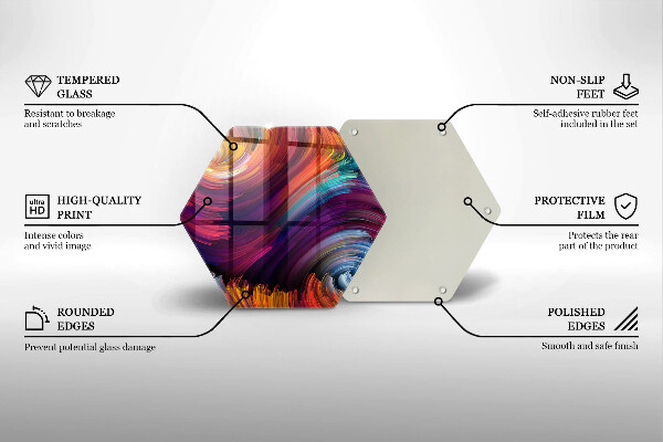 Üveg vágódeszka Színes kiemelések