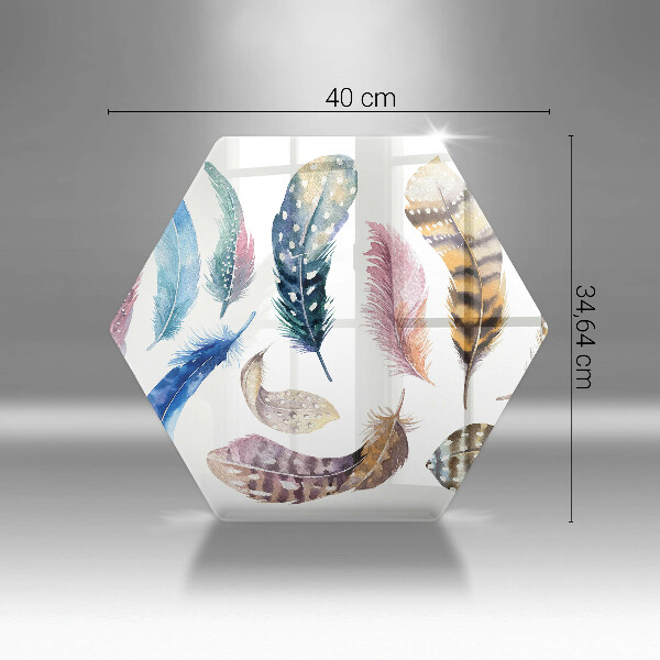 Üveg vágódeszka Színes madártollak