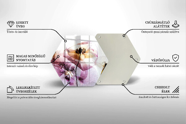 Üveg vágódeszka Finom virágok