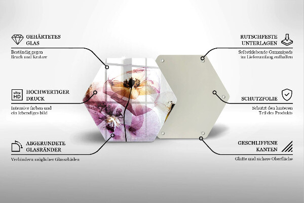 Üveg vágódeszka Finom virágok