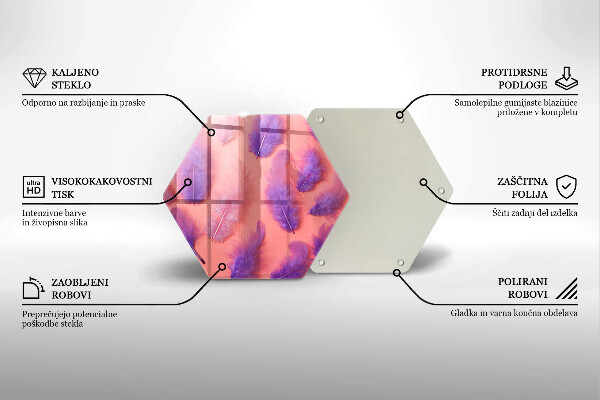 Üveg vágódeszka Bolyhos tollak