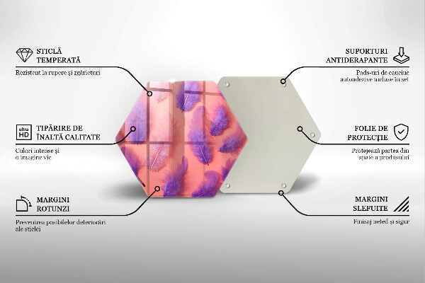 Üveg vágódeszka Bolyhos tollak