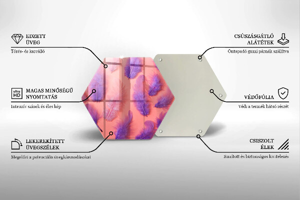 Üveg vágódeszka Bolyhos tollak