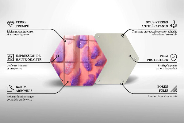 Üveg vágódeszka Bolyhos tollak