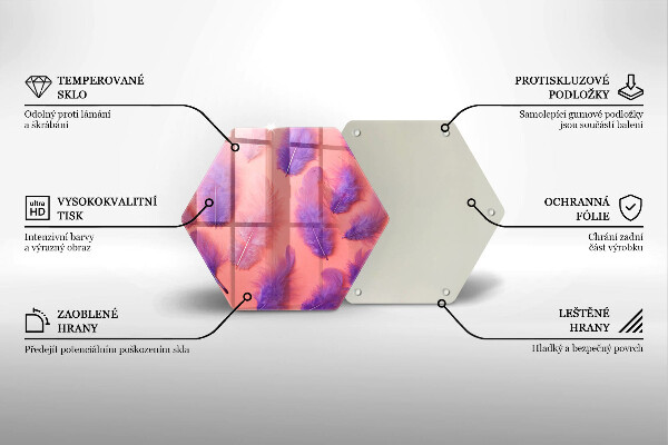 Üveg vágódeszka Bolyhos tollak
