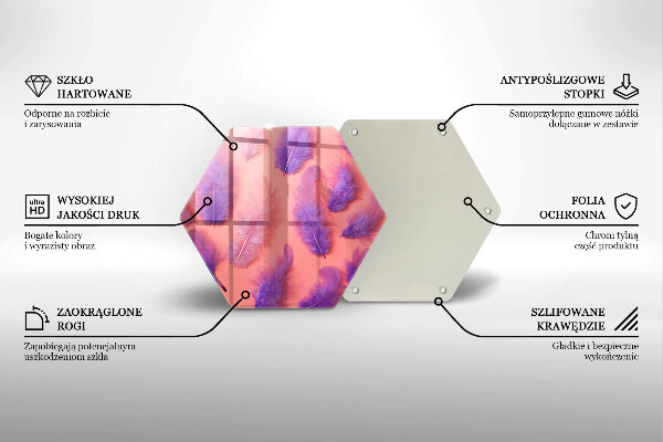 Üveg vágódeszka Bolyhos tollak