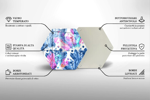 Üveg vágódeszka Tollak boho illusztráció