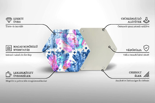 Üveg vágódeszka Tollak boho illusztráció