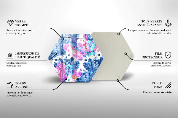 Üveg vágódeszka Tollak boho illusztráció