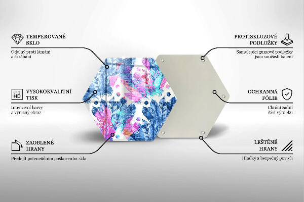 Üveg vágódeszka Tollak boho illusztráció