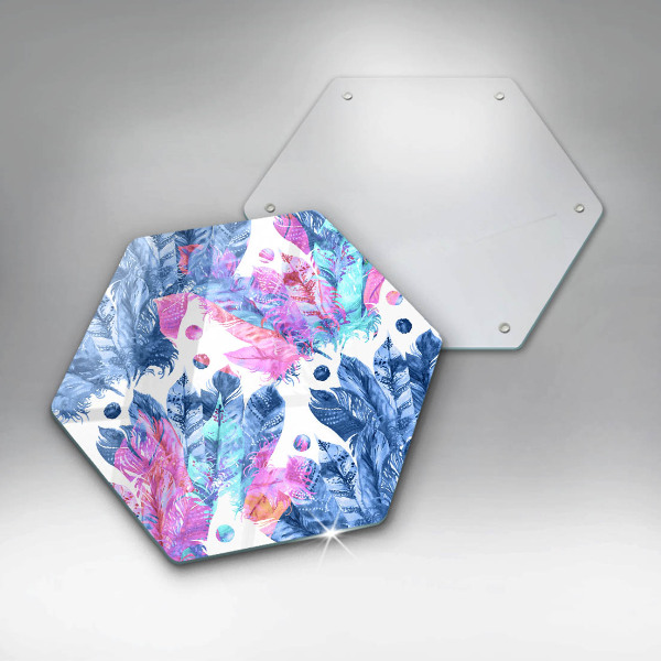 Üveg vágódeszka Tollak boho illusztráció