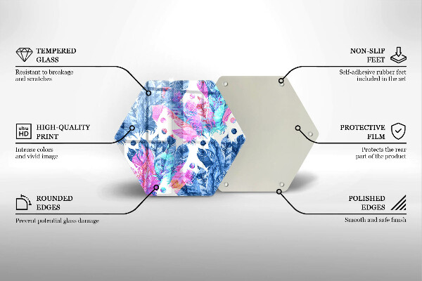 Üveg vágódeszka Tollak boho illusztráció