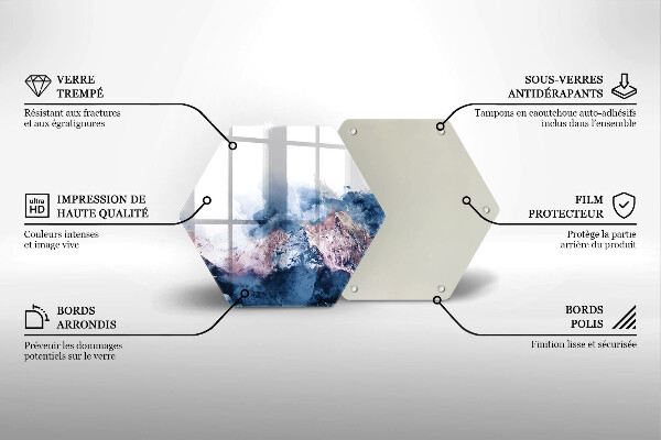 Üveg vágódeszka Absztrakt festett hegyek