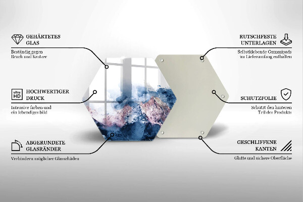 Üveg vágódeszka Absztrakt festett hegyek