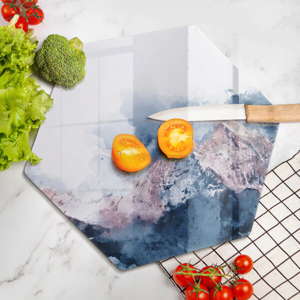 Üveg vágódeszka Absztrakt festett hegyek