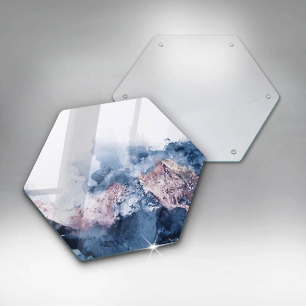 Üveg vágódeszka Absztrakt festett hegyek