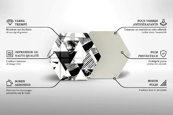 Üveg vágódeszka Geometriai háromszögek
