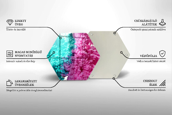 Üveg vágódeszka Türkiz-rózsaszín füst