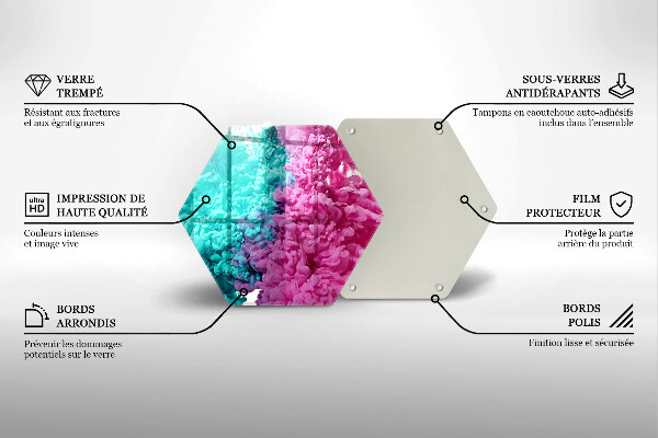 Üveg vágódeszka Türkiz-rózsaszín füst