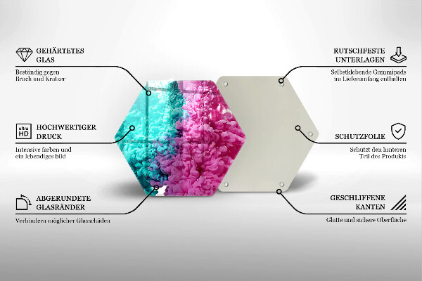 Üveg vágódeszka Türkiz-rózsaszín füst