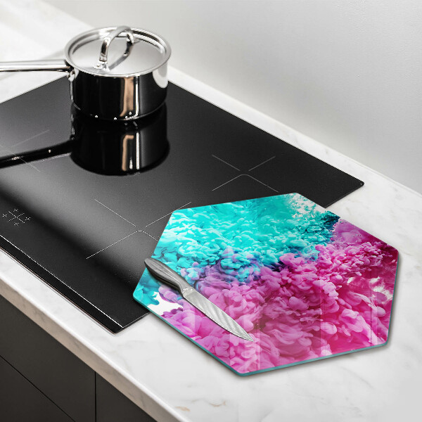 Üveg vágódeszka Türkiz-rózsaszín füst