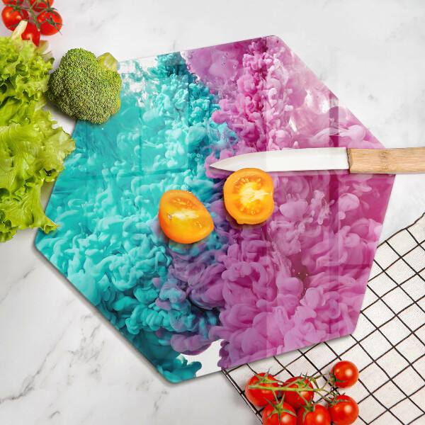 Üveg vágódeszka Türkiz-rózsaszín füst