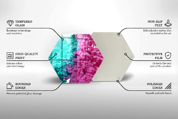 Üveg vágódeszka Türkiz-rózsaszín füst