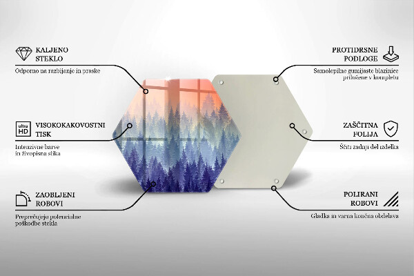 Üveg vágódeszka Erdő naplementekor