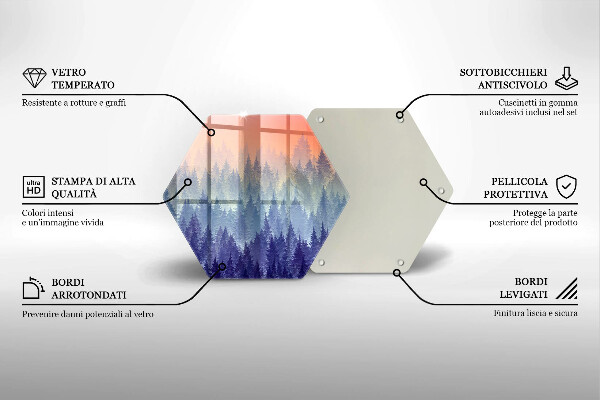 Üveg vágódeszka Erdő naplementekor