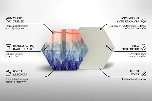 Üveg vágódeszka Erdő naplementekor