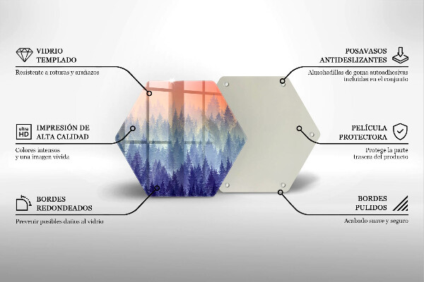 Üveg vágódeszka Erdő naplementekor
