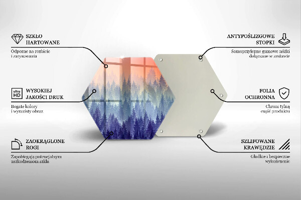 Üveg vágódeszka Erdő naplementekor