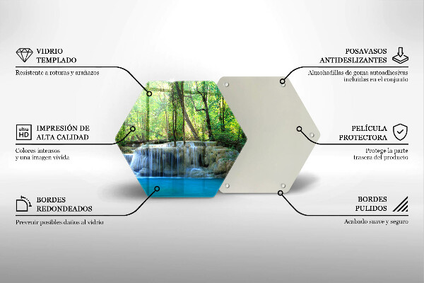 Üveg vágódeszka Vízesés az erdőben