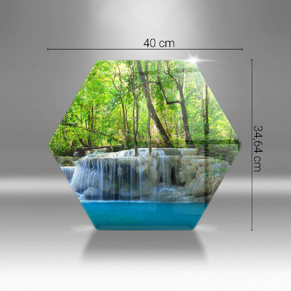 Üveg vágódeszka Vízesés az erdőben