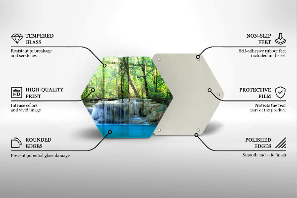 Üveg vágódeszka Vízesés az erdőben