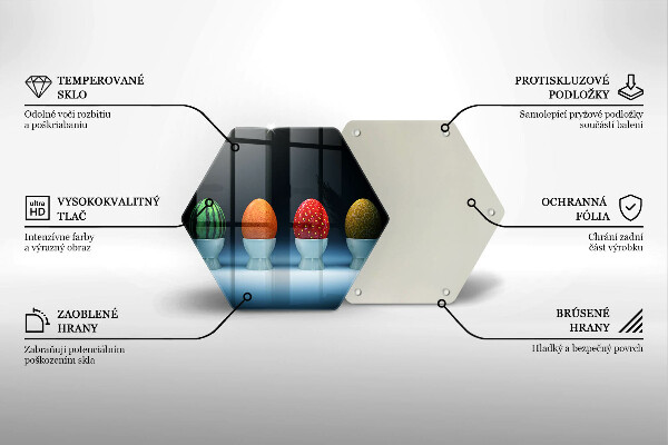 Üveg vágódeszka Absztrakt gyümölcs tojás