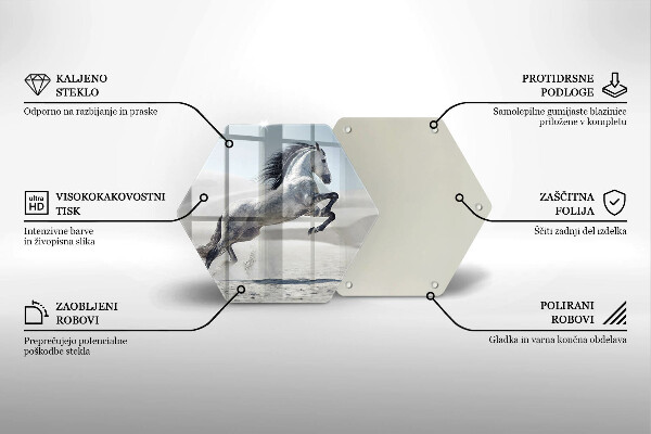 Üveg vágódeszka Fehér lólovas