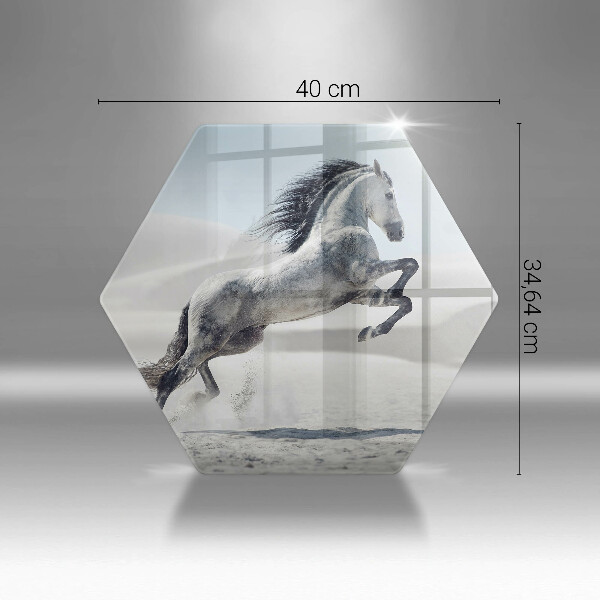 Üveg vágódeszka Fehér lólovas