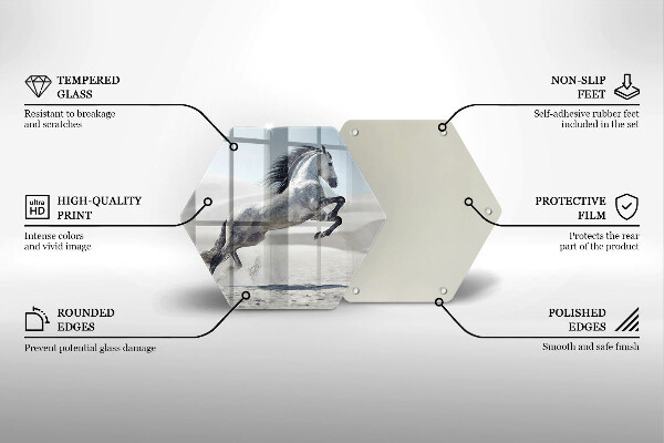 Üveg vágódeszka Fehér lólovas