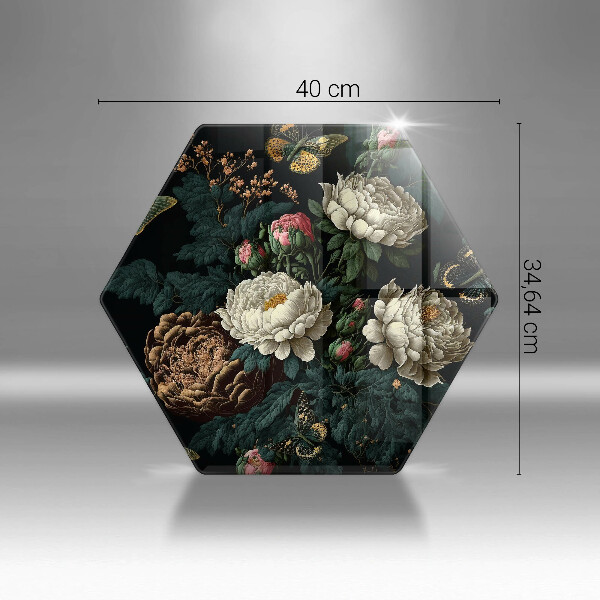 Üveg vágódeszka Vintage bazsarózsa virágok