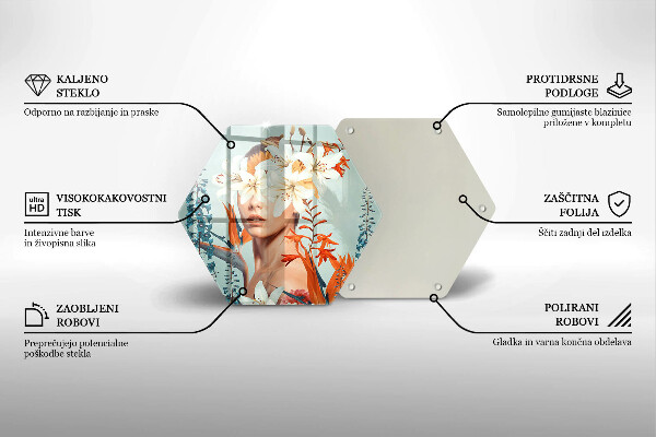 Üveg vágódeszka Nő virágban