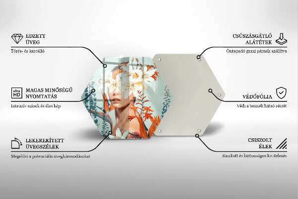 Üveg vágódeszka Nő virágban