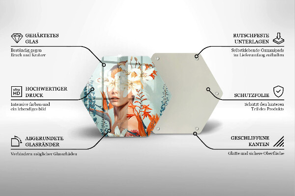 Üveg vágódeszka Nő virágban