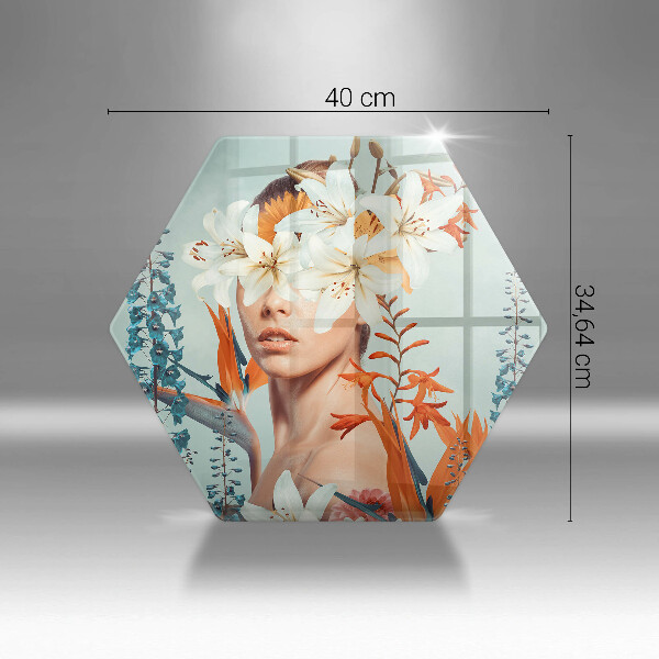 Üveg vágódeszka Nő virágban
