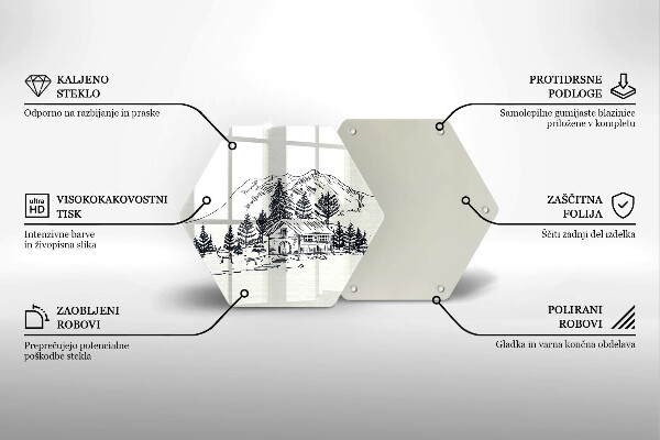 Üveg vágódeszka Rajz egy ház a hegyekben