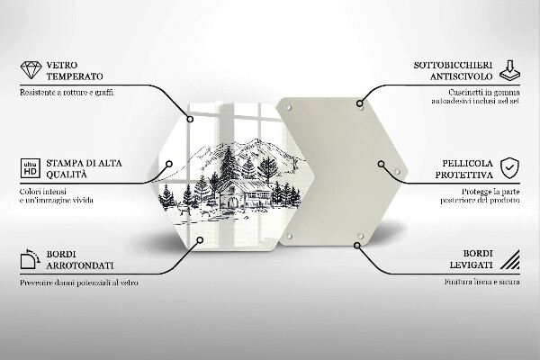 Üveg vágódeszka Rajz egy ház a hegyekben